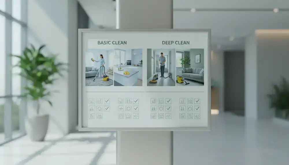 Side by side comparison chart of cleaning services